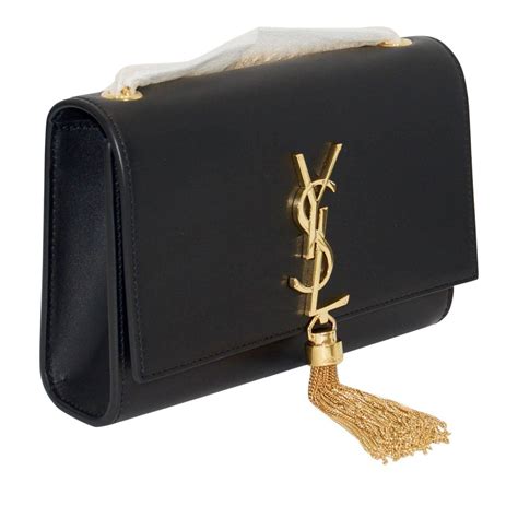 ysl black bag with silver tassel|YSL kate small chain bag.